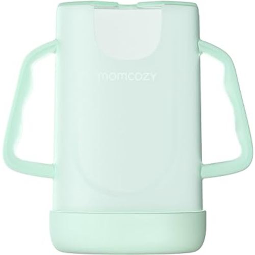 Momcozy Squeeze Pouch Holder for Food Pouches and Drink Boxes, Baby Pouch Holder Allows Baby to Self-Feed and Avoid Messes, Baby Food Pouch Holder Handle is Easy to Grip, Comfortable, Green