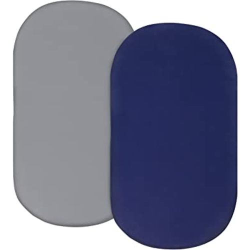 Bassinet Sheet Set 2 pack Fitted Bassinet Sheets for Baby Boy, Universal Microfiber Soft Cradle Sheets for Oval Rectangle and Hourglass Bassinet Mattress, Grey and Navy