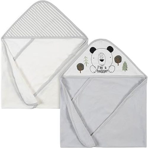 Gerber Baby 2-Pack Hooded Towels, Bear Green, 26"x 30