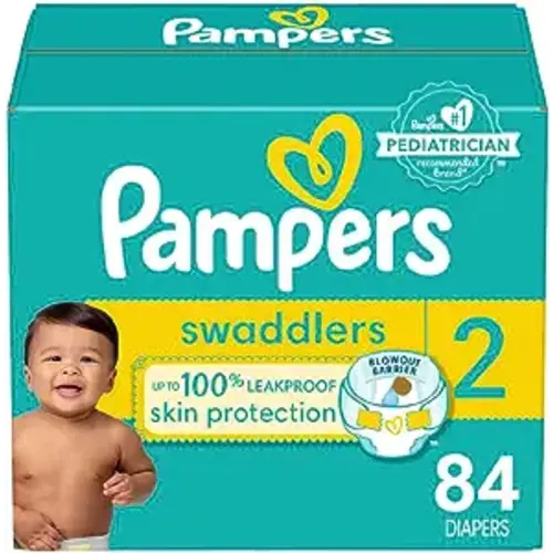 Pampers Swaddlers Diapers - Size 2, 84 Count, Ultra Soft Disposable Baby Diapers