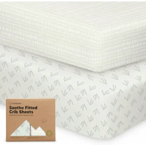 2-Pack Organic Crib Sheets for Boys, Girls - Jersey Fitted Crib Sheet, Baby Crib Sheets Neutral, Crib Mattress Sheet, Cotton Crib Sheets, Breathable Crib Sheet, Baby Mattress Sheets (Fleur)
