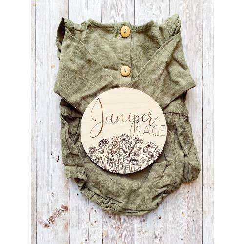 Personalized Wooden Baby Name Announcement Sign: Floral Newborn Photo Prop