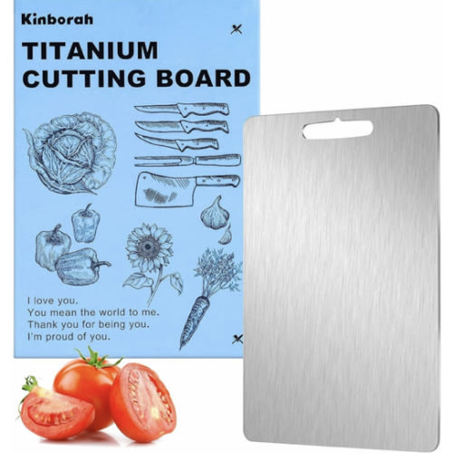 100% Pure Titanium Cutting Board - Cutting Boards for Kitchen, Dishwasher Safe Double-Sided Titanium Board for Home Kitchen Outdoor Camping Christmas Holiday Gifts for Women Wife (13.3 x 9)