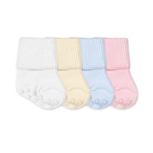 Jefferies Socks Non-Skid Smooth Toe Organic Cotton Turn Cuff Socks - Pink