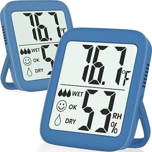 Antonki 2 Pack Room Thermometer for Home, Indoor Hygrometer Humidity Meter Gauge, Digital Temperature and Humidity Sensor Monitor for House, Terrarium, Incubator, Greenhouse - Battery Included
