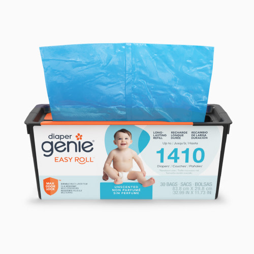 Diaper Genie Easy Roll Refill Bags - Compatible with Signature and Platinum Pails - Unscented, 30