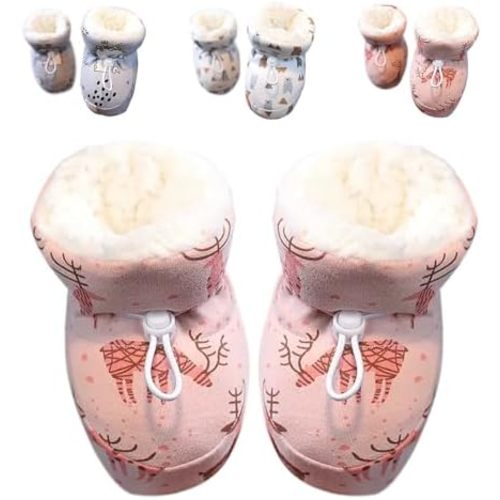 Warm Fur Baby Boots, 2024 New Warm Cozy Fleece Baby Booties, Winter Snow Anti-Slip Soft Sole Warm Sock Shoes