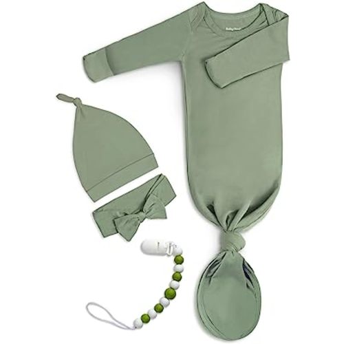Baby Noah Knotted Gown with Hat and Headband &Clip