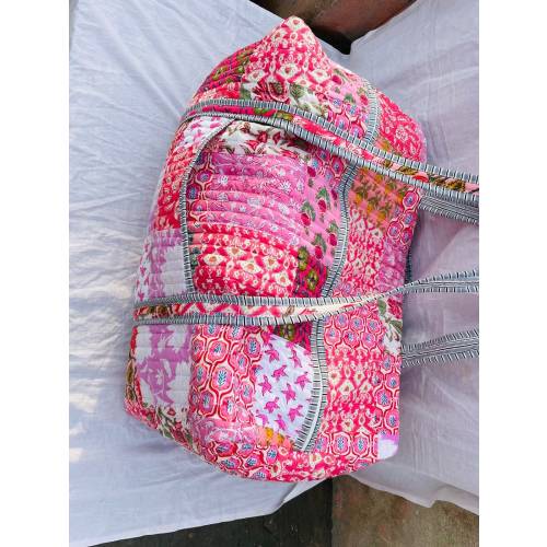 Large Cotton Patches Duffle Bags Blockprint Quilted Fabric Weekender Bags For Women Holiday Gifts Handmade Colorful Travel Overnight Bags