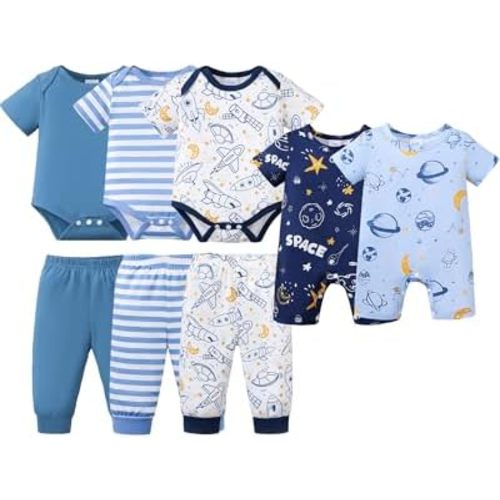 NZRVAWS Newborn Baby Boy Clothes Preemie clothes boys Infant Boy Outfits Romper Pants 10 Pcs Clothing Set 0 3 6 9 12 Months