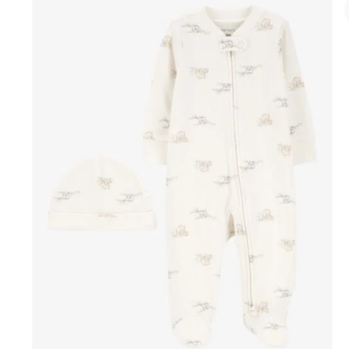 Baby 2-Piece 2-Way Zip Elephant Cotton Sleep & Play & Cap Set - Carter's | Carter's