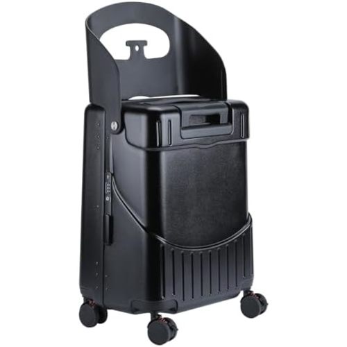MRPLUM Ride On Luggage with Seat for Kids&Adults with Seat Belt,Hard Shell Lightweight Rolling Spinner Wheels Travel Luggage with TSA Lock, 20 inch,Black