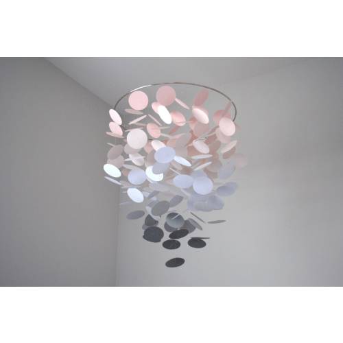 Blush Pink and Gray Ombre Floating Circle/Dot Mobile (Large) // Nursery Mobile // Choose Your Colors