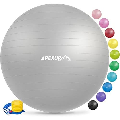 APEXUP Yoga Ball Exercise Ball, Pilates Ball, Anti Slip Stability Ball, Heavy Duty Gym Ball for Fitness, Balance, Core Workout, Physical Therapy