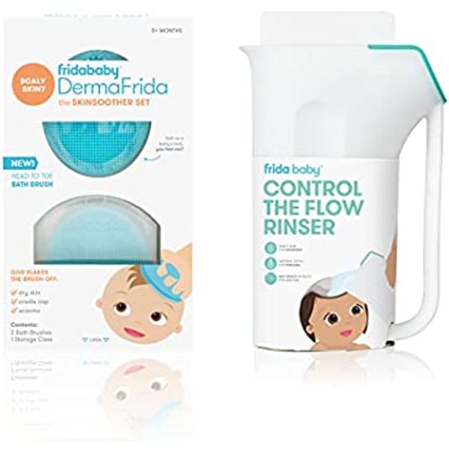 Control The Flow Rinser + DermaFrida The SkinSoother Silicone Brush by Frida Baby Bath Time Essentials