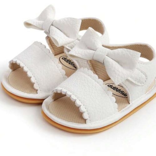 Size 4.5-5.5Cute Bowknot Breathable Open Toe Sandals For Infant Girls, Lightweight Anti Slip Sandals For Indoor Outdoor, Spring And Summer