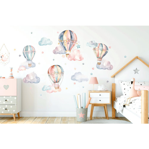 Hot Air Balloon Nursery wall decal, Watercolor Hot Air Balloons wall stickers, Kids wall decal, Air balloon wall art