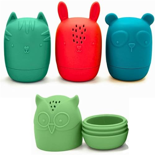 Mold Free Bath Toys - Silicone Bath Toys for Babies 6-12 Months - Non-Toxic Bathtub Toys for Toddlers 1-3 - Infant Bath Toys - 4pc Baby Bath Toys Mold Free - Woodland Creatures by Toy Appétit