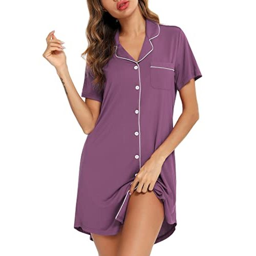 Leikar Maternity Nightgown For Women Nursing Pajamas Long Sleeve Sleepshirt