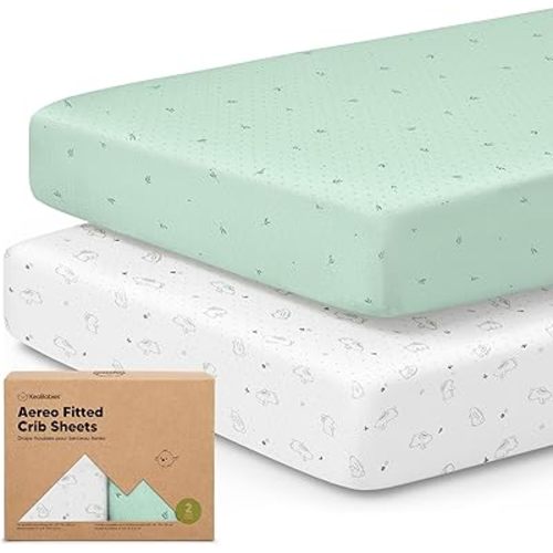 KeaBabies 2-Pack Fitted Crib Sheets Bamboo Viscose Cotton 52x28 Bunnies