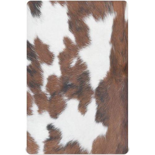 White Brown Print Cow Crib Sheets for Boys and Girls, Fitted Baby Crib Sheets Soft and Breathable Mini Crib Sheets 39 X 27 X Inches