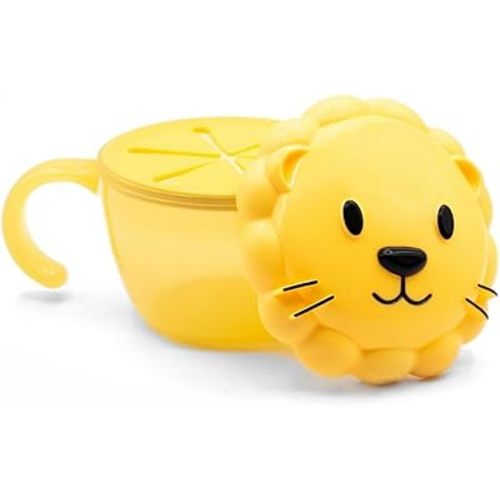 melii Animal Snack Container with Finger Trap, Lion, for Toddlers, Kids and Adults