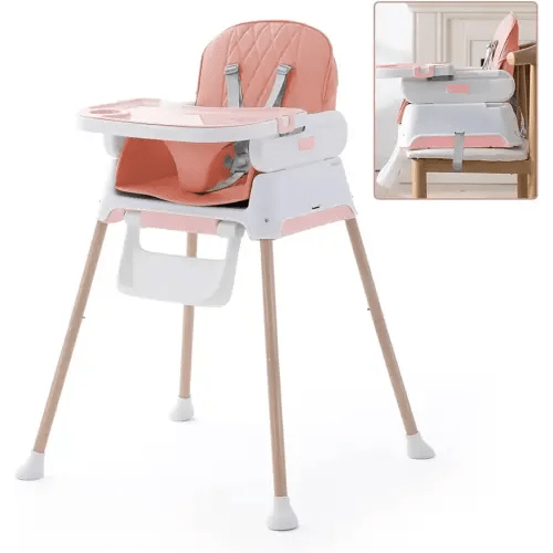 3 in 1 Baby High Chair,Adjustable Convertible Chairs Baby High Chairs for Babies and Toddlers,Portable and Easy to Clean,Pink