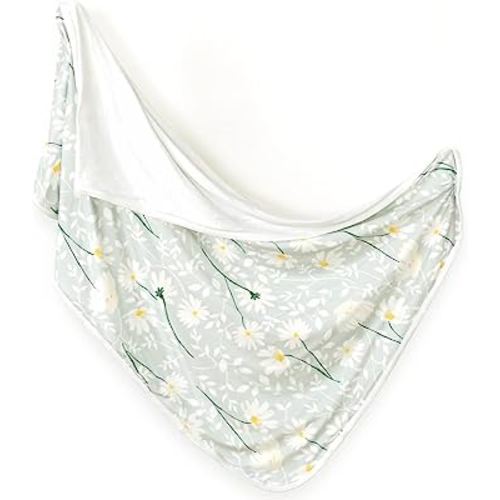 GRSSDER Baby Blankets Super Soft Jersey Knit Swaddle Blanket for Baby Girls and Boys, Double Layer Receiving Blankets 34 x 44 Inches Extra Large for Baby Show Gift, Daisy Flowers Pattern