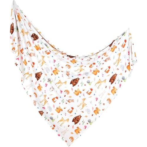 – Swaddle Blanket– Viscose Made from Bamboo Soft Baby Blanket Baby Boy/Girl– Stretchy Newborn Baby Wrap –Nursery Receiving Blanket – Gender Neutral– 47” x 47” (Woodland Animals Print)
