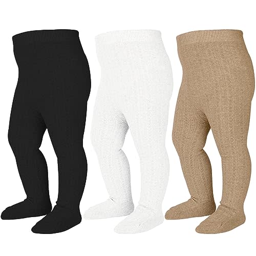 Mini angel Baby Tights Cable Knit Tights Baby Leggings Seamless Cotton Stockings Pantyhose 3/4 Pack for Infants Toddlers 0-5T
