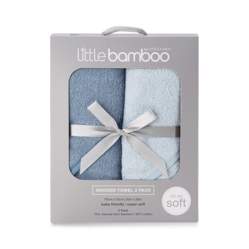 Little Bamboo Hooded Towel 2 Pack Retro Blue
