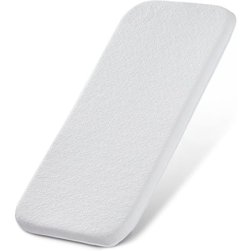 ANGELBLISS Bassinet Mattress Topper, Gel Memory Foam Mattress with Removable Cover Fit for Cradle and Moses Basket (32" x 16"), Waterproof Breathable Soft Bassinet Mattress