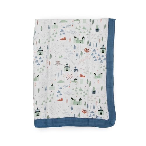 Little Unicorn Deluxe Muslin Quilt | 100% Rayon Muslin from Bamboo | Super Soft Blanket | Babies and Toddlers | 30" x 40" | Machine Washable (Dragon Days)