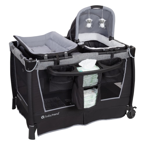 Baby Trend Deluxe Playpen with Nursery Center, Bassinet & Travel Bag - Grey