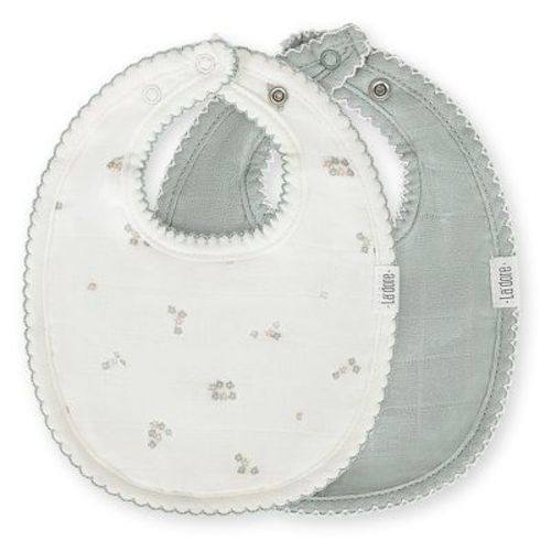 Muslin Baby Bibs | Soft Cotton Teething Bibs For Infant Drips, Drools & Feedings | Waterproof, Fit For Newborn Baby | 2 Pack - Rose Floral Girls