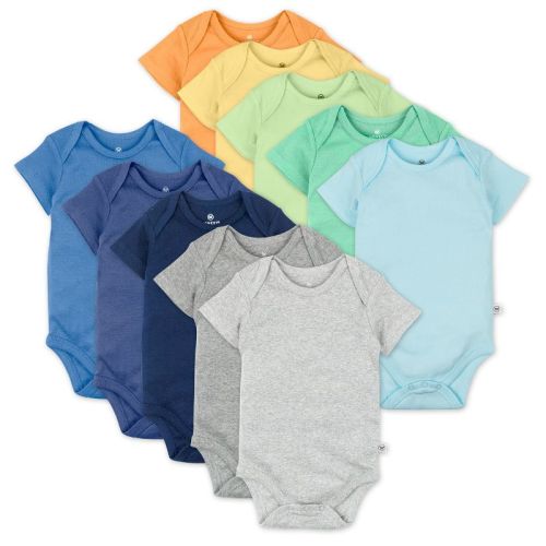 10-pack Organic Cotton Short Sleeve Bodysuits Rainbow Blues 3-6m