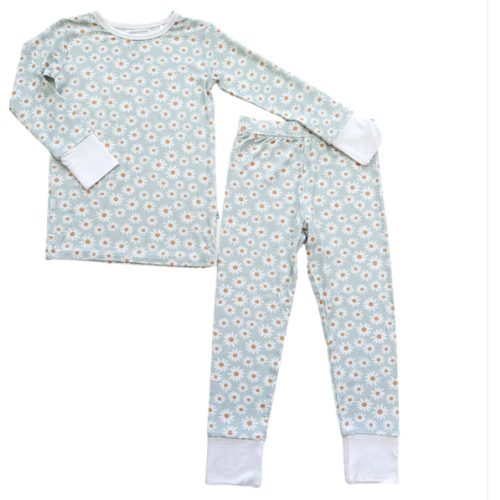 Two-Piece Pajama Set - Blue Daisy - Harp Angel Boutique