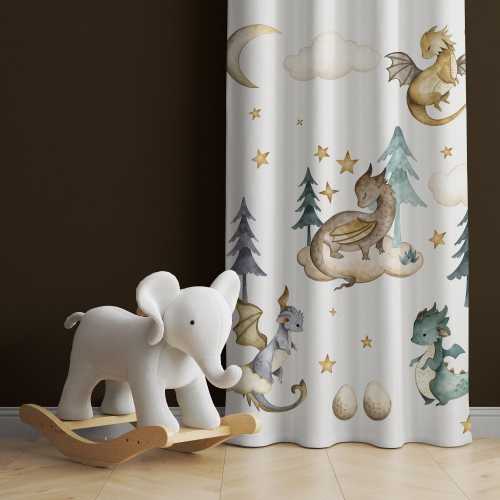 Little Dragon Nursery Curtains 35x63in