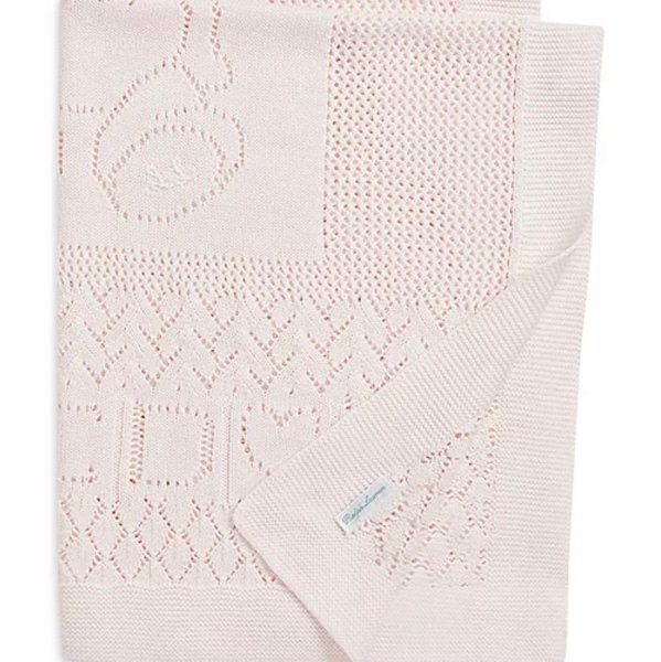 Ralph Lauren Unisex Pointelle Knit Organic Cotton Blanket - Baby