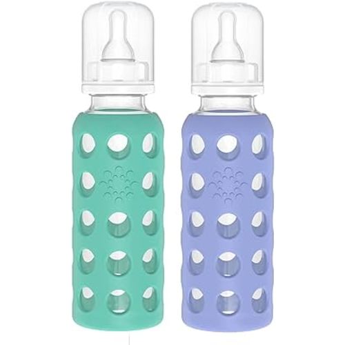 Lifefactory 9oz Glass Baby Bottle 2pk (Kale/Blueberry)