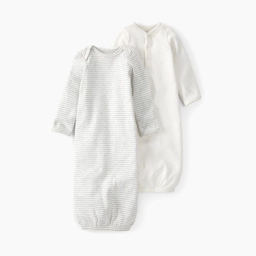 Little Planet Organic Cotton Rib Sleeper Gowns (2-Pack) - Light Cream/Heather Grey
