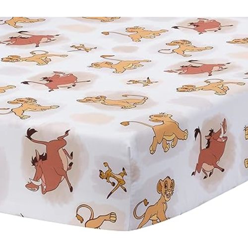 Lambs & Ivy Disney Baby Lion King Safari Fitted Crib Sheet - White