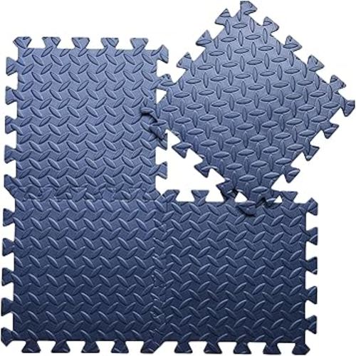 EVA Foam Play Mat, 16 Tiles Colorful Baby Play Mat, Square Kids Playmat with Solid Colored, 0.4" Thickened Interlocking Foam Floor Tiles, Puzzle Play Mat for Baby Lying, Playing (Navy Blue)
