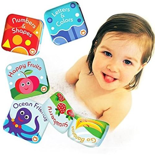 ABC Friends Magic Color Bath Books - 4 Bath Book Set - Educational Baby Bath Toys - Magic Appearing Animals in Water - Teething Toys for Babies - Boy/Girl Baby Bathtub Books Baby Shower Toy