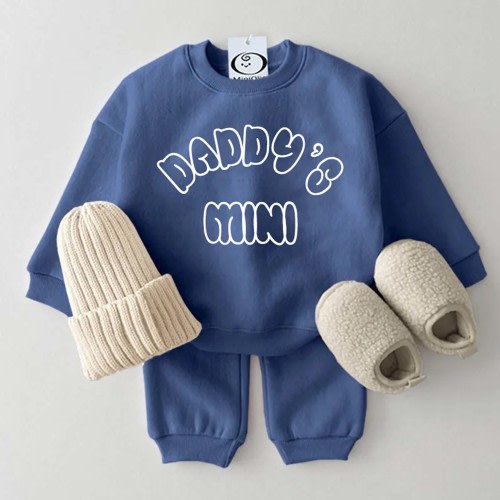 DADDY'S MINI Baby Sweatshirt and Pants Blue Set
