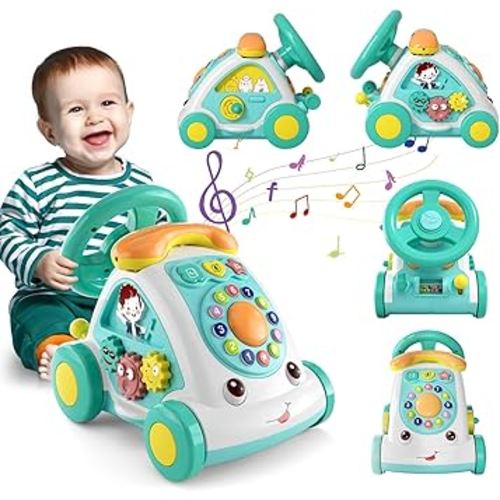 Musical Phone Car Crawling Toy for 1 Year Old Boy|Sensory Toys for Toddler 1-3|Early Educational Learning Tummy Time Toys for 12-18 Months Baby|Birthday Gift for 1 2 3 Year Old
