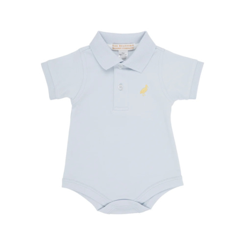 Prim & Proper Polo & Onesie - Buckhead Blue with Bellport Butter Yellow Stork