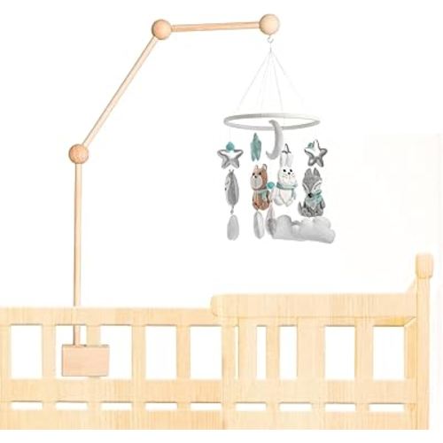 Baby Crib Mobile Arm Wooden Mobile Crib Holder Baby Mobile Hanger Mobile Holder for Crib Wooden Crib Arm for Baby Mobile Baby Crib Attachment for Nursery Decor