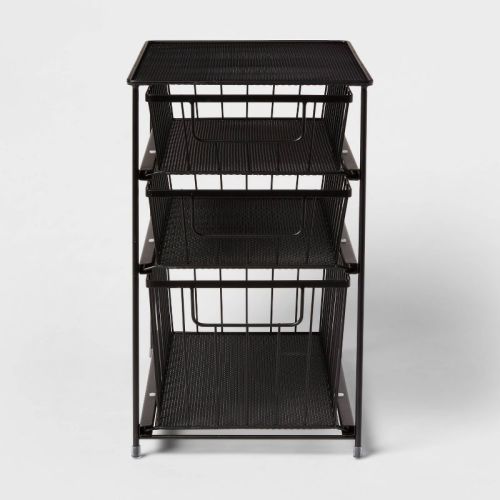 3 Tier Drawer Organizer Brushed Nickel - Brightroom™: Steel Multi-compartment, Under Sink Bathroom Storage