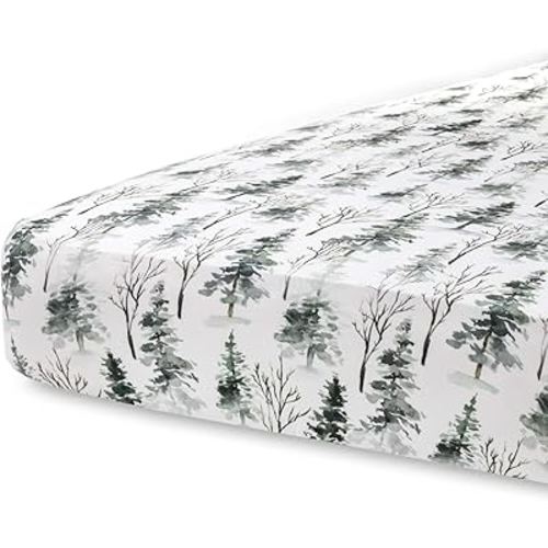 Pobi Baby - Premium Fitted Crib Sheets for Standard Crib Mattress - Ultra-Soft Cotton Blend, Stylish Woodland Pattern, Safe and Snug for Baby (Magical-Woods)